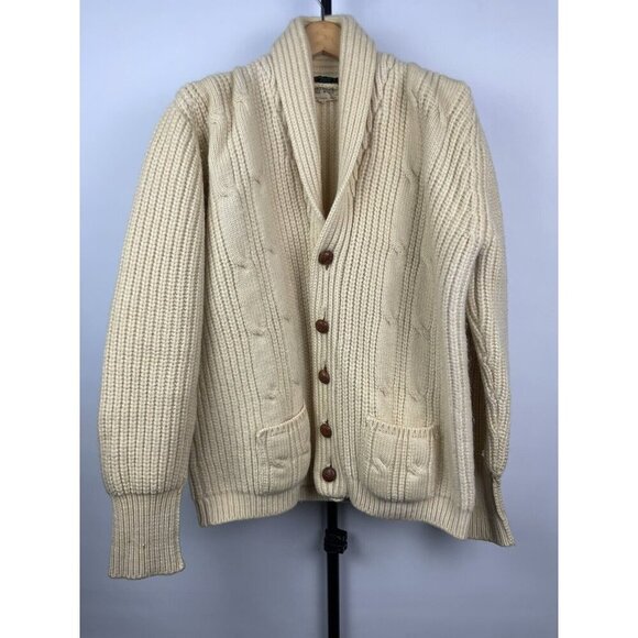 Abercrombie & Fitch Other - Vintage Abercrombie & Fitch Men’s Cardigan Cream Wool Fishermen Knit Sweater